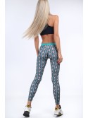 Green sports leggings with patterns MR11514 - Online store - Boutique